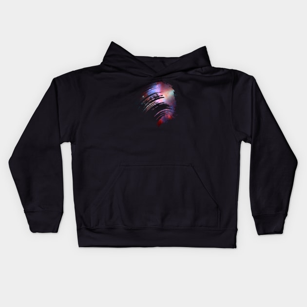 Large paint brush stroke galaxy whoosh Kids Hoodie by Blacklinesw9